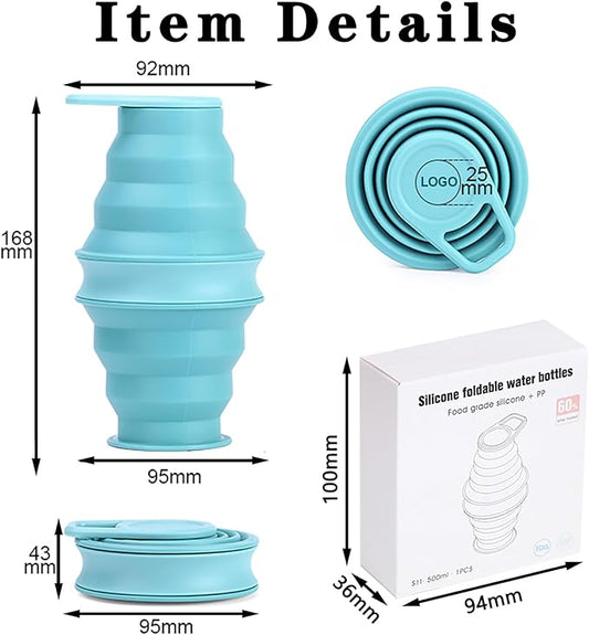 Tokhan Collapsible Silicone Water Bottle with Leak-Proof Valve - Reusable, BPA-Free, 17.6 oz/500 ml Capacity, Durable and Innovative Design - Perfect for Travel and Outdoor Activities (Gray Pink)