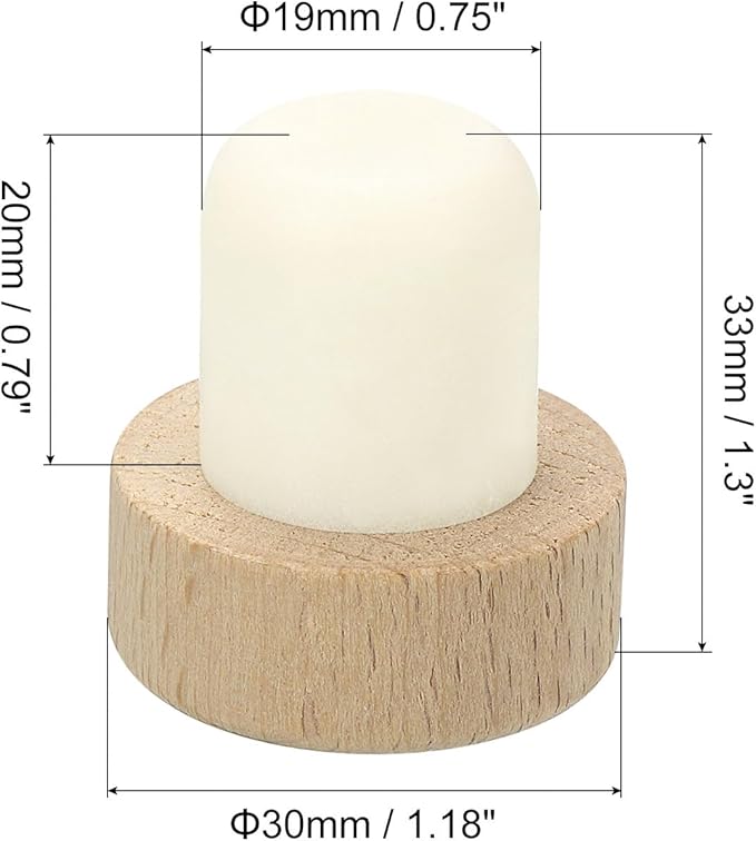 uxcell 8Pcs T-shaped Stoppers, 0.75inch Dia Cork Wine Stopper Reusable Wine Bottle Rubber Corks Sealing Plug for Wine Beer Beverage Bottle Crafts, Wood Color