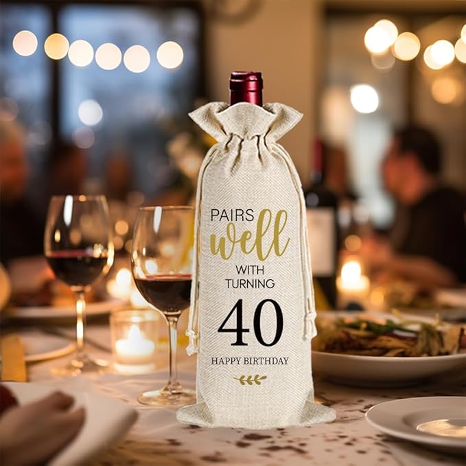 Qubereeree 40th Birthday Gifts for Women Men Funny 40 Year Ago in 1984 Birthday Party Decorations Wine Bags for Mom Dad Grandma Coworker, 40 Year Old Birthday Gifts Vintage 1984 Wine Bag-3