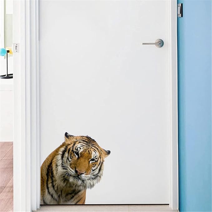 Cute Tiger Wall Art Sticker Peel & Stick Realistic Tiger Head Wall Decals, Removable Vinyl Tiger Sticker Gift for Friends Kids Bedroom Bathroom Shop Window Wall Art Decor