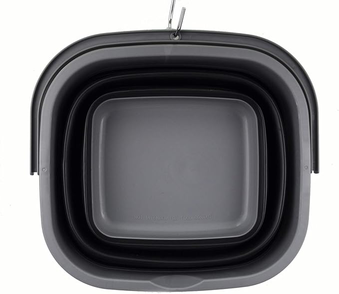 SAMMART 10L (2.6 gallon) Collapsible Rectangular Handy Basket/Bucket (Grey/Black (Set of 2))