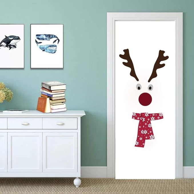 IARTTOP Cute Santa Claus Wall Sticker,Vinyl Christmas Reindeer Art Wall Decal Kitchen Fridge Window DIY Wall Sticker Home Decor