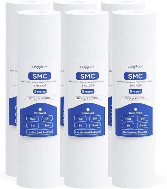 Whole House Water Filter Cartridge Replacement for Well Water, 5 Micron Water Filter 10 x 2.5 Melt Blown PP Sediment Water Filter Compatible with AP110, WHKF-GD05, CFS110, P5, WFPFC5002-6 Pack