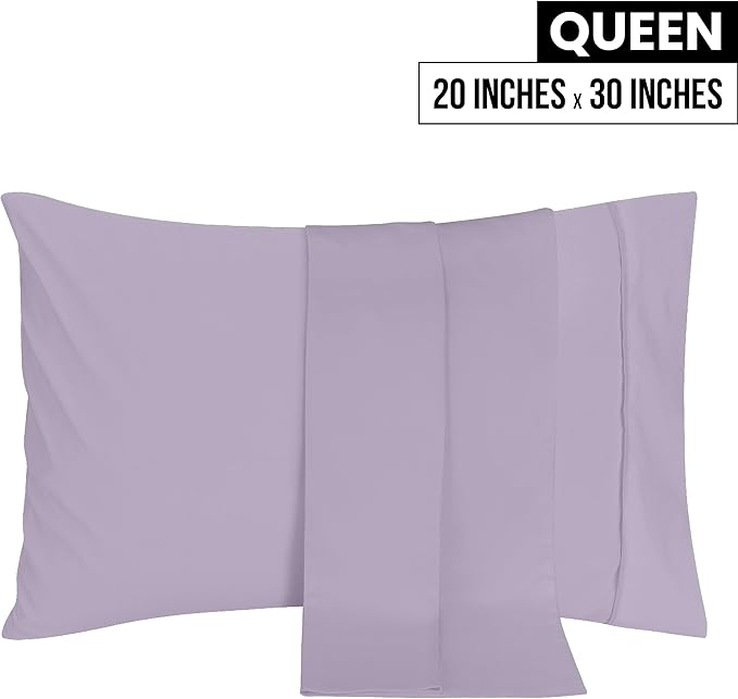 Utopia Bedding Queen Pillow Cases - 2 Pack - Envelope Closure - Soft Brushed Microfiber Fabric - Shrinkage and Fade Resistant Pillow Covers 20 X 30 Inches (Queen, Lavender)