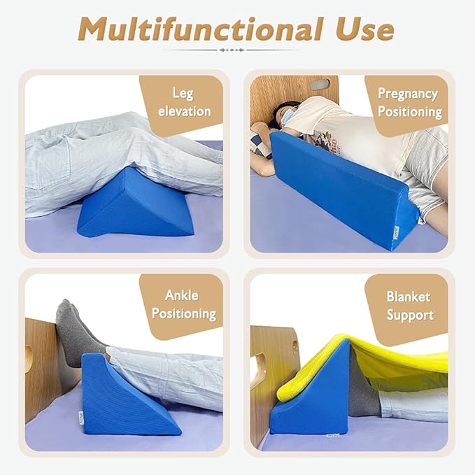 Bed Wedge Pillow for Side Sleeping Seniors Adults Body Positioners Incline Triangle Medical Bed Sore Pillows Post Surgery Elderly Bedsore Pressure Relief Foam Side Sleeper Back Leg Support