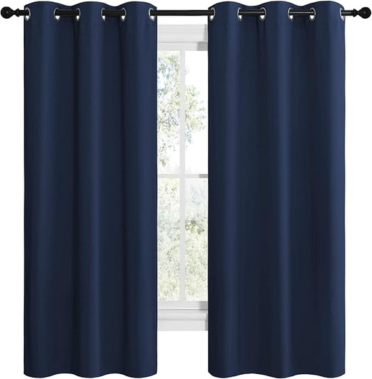 NICETOWN Blackout Draperies Curtains, All Season Thermal Insulated Solid Grommet Top Blackout Curtains/Drapes for Kid's Room (Navy, 1 Pair, 42 x 68 inches)