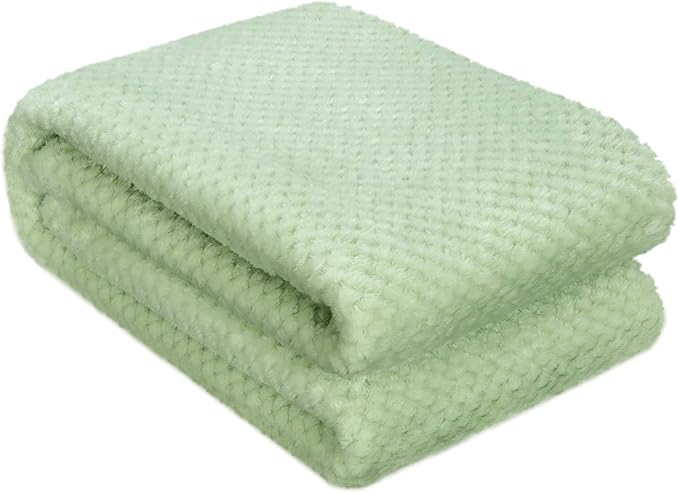 Fuzzy Throw Blanket, Plush Fleece Blankets for Adults, Toddler, Boys and Girls, Warm Soft Blankets and Throws for Bed, Couch, Sofa, Travel and Outdoor, Camping (40Wx60L, M-Pastel Green)