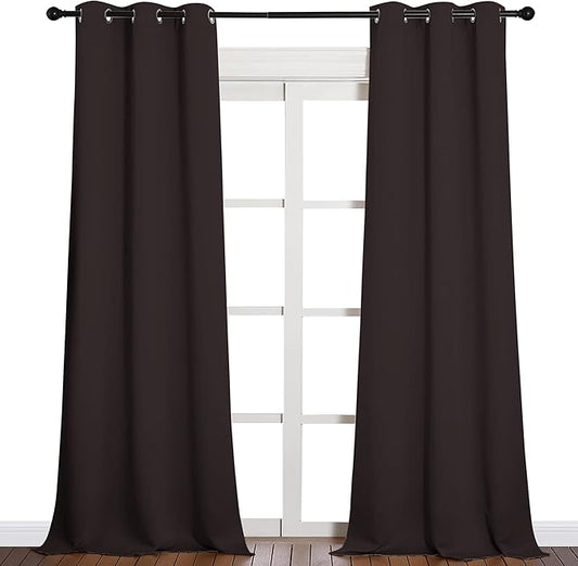 NICETOWN Blackout Thick Window Curtains - Thermal Insulated Grommet Drape Panels for Bedroom and Living Room (Brown, Set of 2, W42 x L90 per Panel)