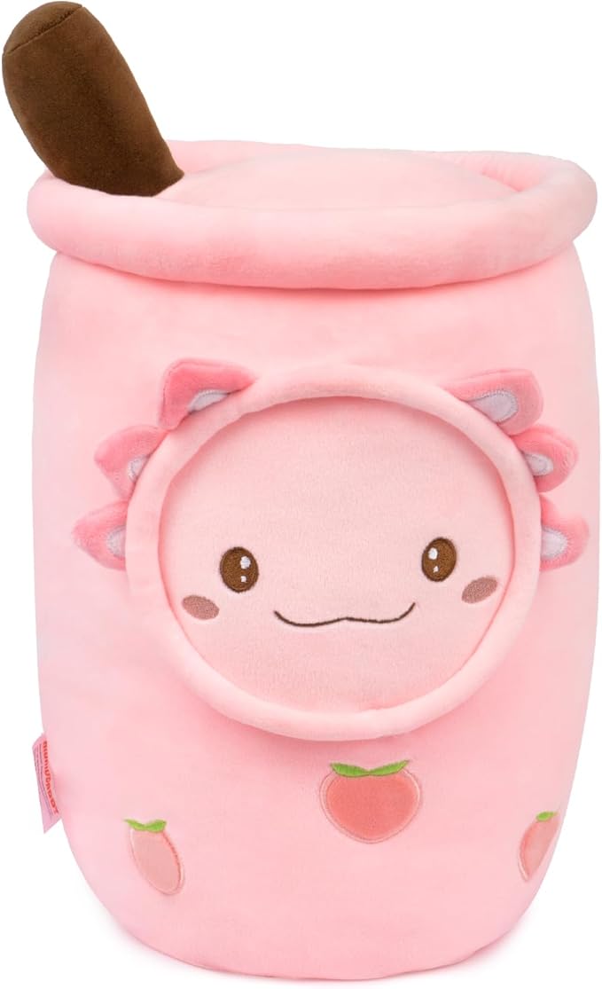 Niuniu Daddy Axolotl Boba Tea Plush, 16+ Inch Pink Unicorn Toys for Girls,Super Cute Unicorn Stuffed Animal