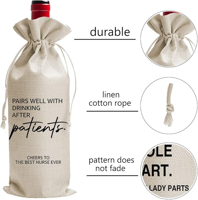 Nurse Gift Wine Bag, Gift for Nurse, Nursing School Gift, Pairs Well with Nursing, Gift Bag for Nurse Appreciation, Gift for Her, Graduation Gift, Birthday, Colleague, Friends (DL062)
