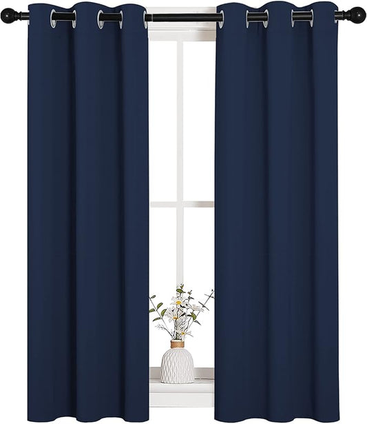 NICETOWN Blackout Draperies Curtains, Navy, 1 Pair, 29 x 40 Inch, All Season Thermal Insulated Solid Grommet Top Blackout Curtains/Drapes for Kid's Room