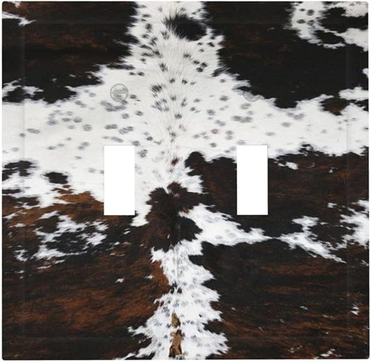 Western Farm Highland Cow Double Toggle Light Switch Cover Decorative 2 Gang Wall Plate Electrical Faceplate Switchplate Dimmer Plates for Farmhouse Bathroom Bedroom Living Room Bathroom Decor