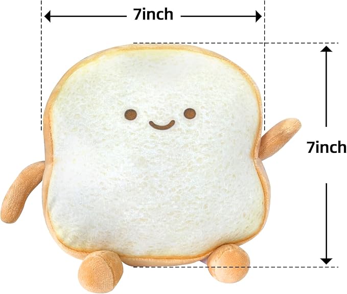 Toast Bread Plush Pillow Toy Bread Doll Funny Cute Food Plushies Stuffed Animal Soft Birthday Party Xmas Gifts 12in (Toast Bread, OneSize)