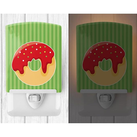 Caroline's Treasures BB6818CNL Christmas Donut Ceramic Night Light Compact, UL-Certified, Ideal for Bedroom, Bathroom, Nursery, Hallway, Kitchen, 6x4x3, Multicolor