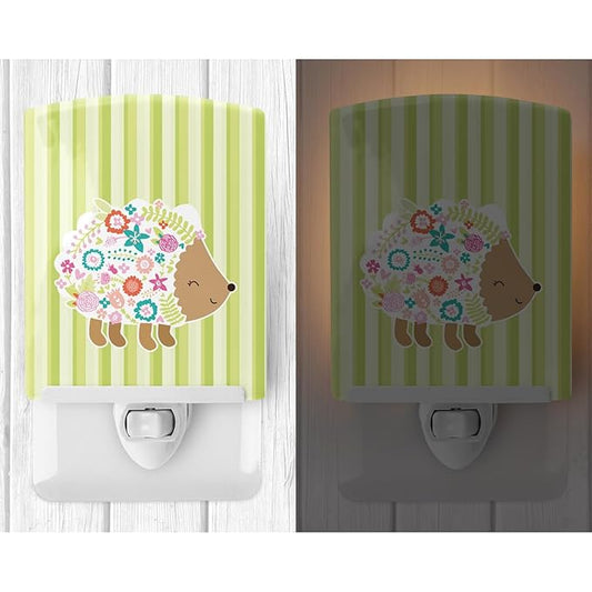 Caroline's Treasures BB6935CNL Flowered Hedgehog Ceramic Night Light Compact, UL-Certified, Ideal for Bedroom, Bathroom, Nursery, Hallway, Kitchen, 6x4x3, Multicolor