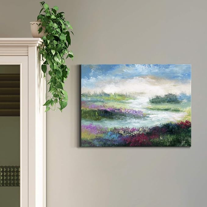 Renditions Gallery Canvas Flowers Wall Art Modern Decorations Paintings Colorful Floral Meadow Glam Nature Abstract Wall Hanging Artwork Prints for Bedroom Office Kitchen - 18"x27" LT33