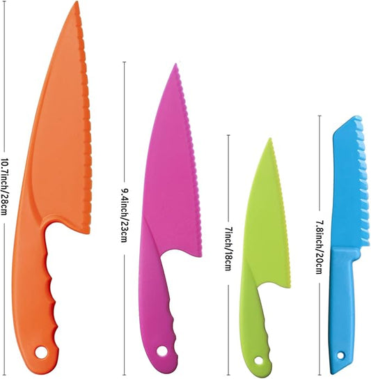 MOTYAWN 8 Pieces Kids Plastic Nylon Cooking Knife Set, Safe Knives for Bread Without BPA,Children's Safe Cooking Chef Nylon Knives for Cooking and Cutting Fruits, Veggies & Cake