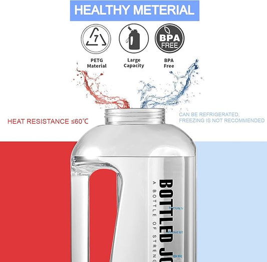 Water Bottle with Time Markings, 2.5 Litre Sports Water Bottle with Handle Leakproof Reusable & BPA Free, Flip Cap with Cleaning Brush Daily Water Intake Bottle Ideal for Gym Office