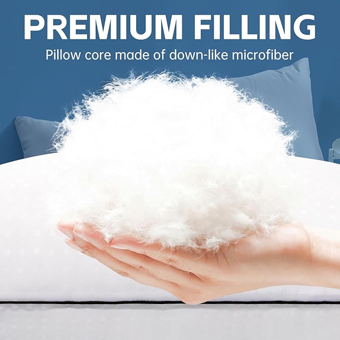 Wansimoo Bed Pillows for Sleeping Queen Size Set of 4,Comfortable Hotel Cooling Pillows 4 Pack, Soft & Support Pillows for Back, Stomach or Side Sleepers