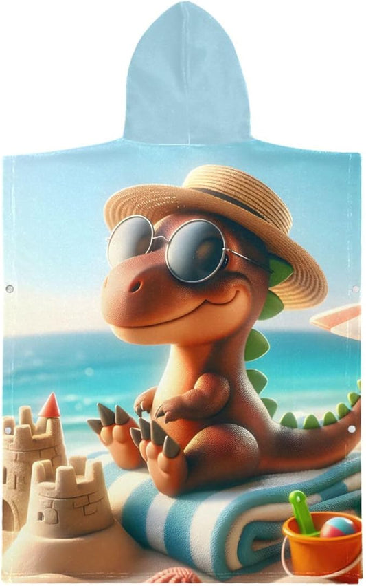 senya Kids Beach Towel, Dinosaur Beach Hooded Bath Pool Beach Towel Wrap Cover-ups Beach Poncho for Boys Girls