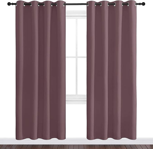NICETOWN Dry Rose Blackout Curtains 78" Long for Office, Dining Room, 55" Wide, 2 Pieces, Guest Room, Sound Reducing Heat and Cold Block Curtain Panels for Modern Room Decorative
