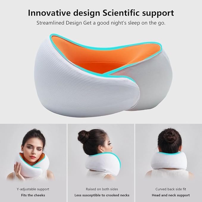 Travel Neck Pillow, Memory Foam Ergonomic Neck Pillow for Travel.Neck Support Travel Pillow for Airplane/Car Trips. Lightweight Design for Neck Pain Relief. Plane Pillow. Neck Travel Pillow