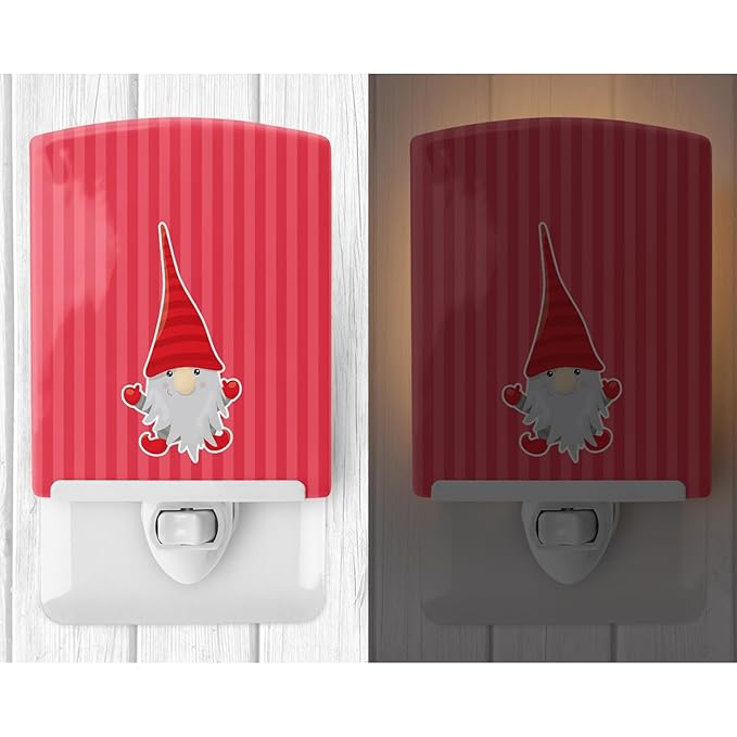 Caroline's Treasures BB8782CNL Christmas Gnome Happy Ceramic Night Light Compact, UL-Certified, Ideal for Bedroom, Bathroom, Nursery, Hallway, Kitchen, 6x4x3, Multicolor