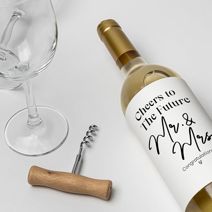 8 Pcs Mr and Mrs Wine Labels, Wedding Shower Gifts Wine Label, Bridal Shower Wedding Engagement Gifts, Mr and Mrs Wedding Gifts, Cheers to The Future Mr and Mrs Wine Bottle Stickers Labels