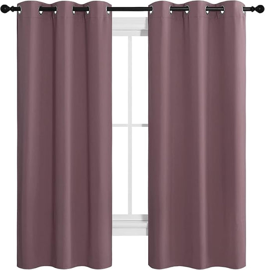NICETOWN Dry Rose Room Darkening Curtains for Kitchen, Set of 2, 42 inches Wide by 68 inches Long, Window Treatment Thermal Insulated Solid Grommet Room Darkening Curtains/Drapes for Bedroom