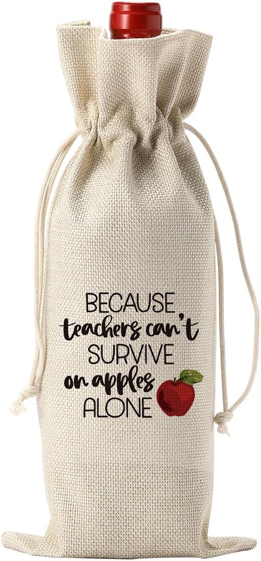 XFW Teacher Gifts Wine Bag Teacher Appreciation Gifts for Women Men Teacher Thank You Gifts from Student Teacher Retirement Gifts End of the Year Teacher Gifts