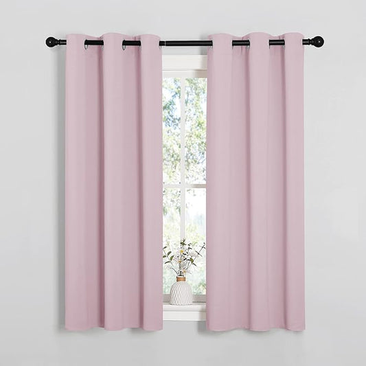 NICETOWN Blackout Draperies Curtains for Girls Room, Nursery Essential Thermal Insulated Grommet Blackout Panels (Lavender Pink, 1 Pair, 34" x 54")