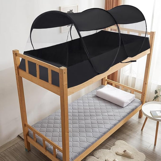 Akiky Mosquito Net Pop Up Bed Net Tent with Black Bottom Portable&Foldable Bed Canopy for Bunk Bed Twin Sleeping Tent for Indoor Outdoor