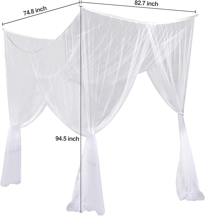 AIFUSI Mosquito Net, King Size Four Corner Post Curtains Bed Canopy for Single to Fits All Cribs and Beds for Adult Bedroom, Kids Rooms, Baby Bassinet, Garden, Camping๏ผWhite๏ผ