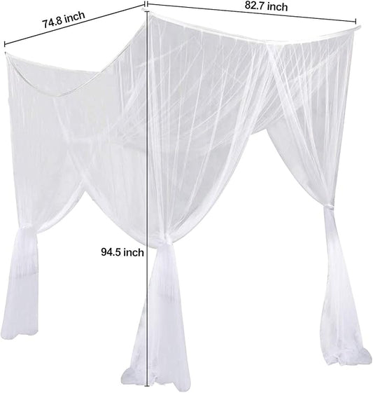 AIFUSI Mosquito Net, King Size Four Corner Post Curtains Bed Canopy for Single to Fits All Cribs and Beds for Adult Bedroom, Kids Rooms, Baby Bassinet, Garden, Camping(White)