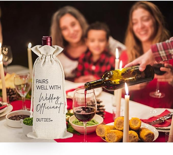 Wedding Officiant Gifts, Officiant Gift, Funny Wedding Registry Wine Bag, Best Officiant Ever Gifts from Couple, Bride Groom Thank You Wine Bag, Officiant Gifts for Wedding Day, Wedding Wine Bag-27