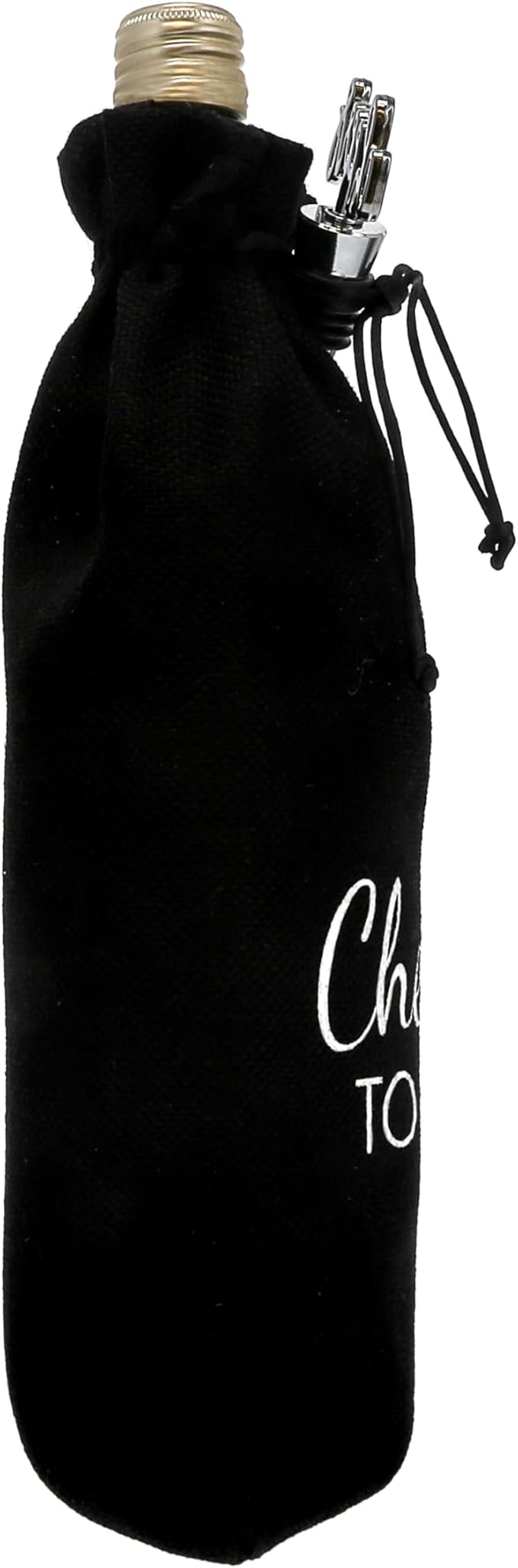 Pavilion Gift Company Cheers to You-13 Wine Gift Bag Set, 13", Black, White, Silver