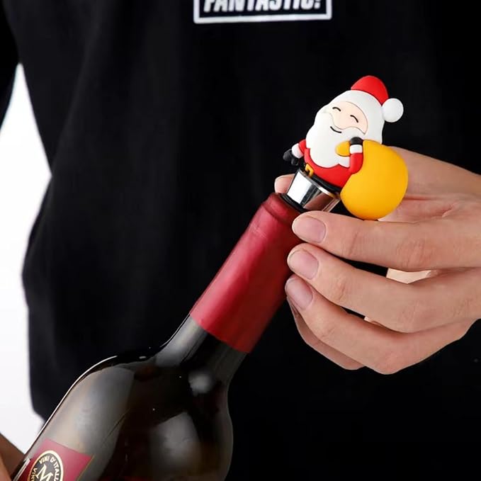 Xmas Decorative Wine Stopper,Cool Wine Bottle Stoppers for Glass Bottles,Crystal Bottle Stopper Fits Standard Bottles,Fancy Decors Wine Tools (Xmas1)