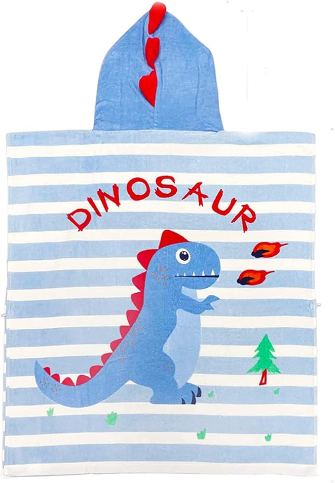 Kids Hooded Beach Bath Towel Poncho Robe Cotton Animal Pattern Children Toddler Wrap Swimming Pool Towel for Boys Girls, 23.6" x 23.6"