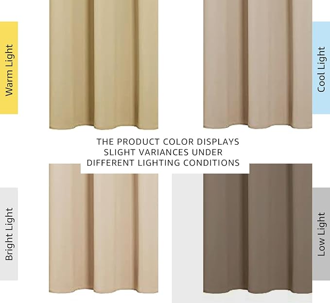 NICETOWN Thermal Insulated Grommet Room Darkening Curtains/Draperies/Panels for Bedroom (2 Panels, W42 x L63 inches, Biscotti Beige)