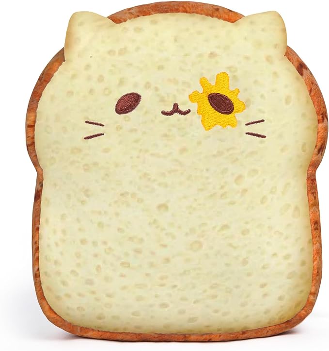 Toast Bread Pillow Funny Sliced Bread Plush Toy Pillows, Funny Food Plushie Stuffed Toy, Cute & Soft Bread Shape Stuffed Decor Toy, Birthday Toy for Kids & Toddlers