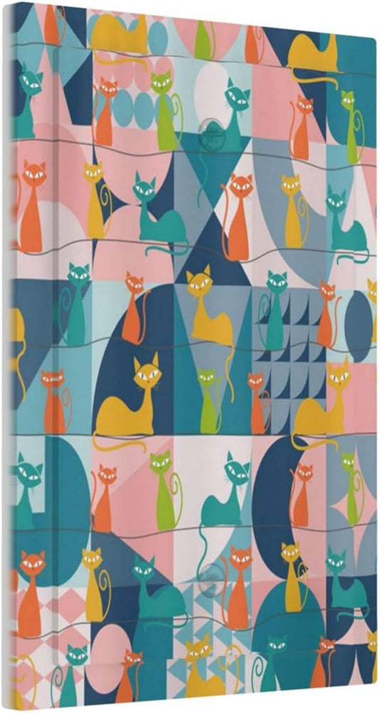 Mid Century Modern Atomic Cute Cats 1 Gang Light Switch Covers No Device Wall Plate Decorative Blank Switchplate Electrical Faceplate for Kidroom Nursery Bedroom Boyroom Decor