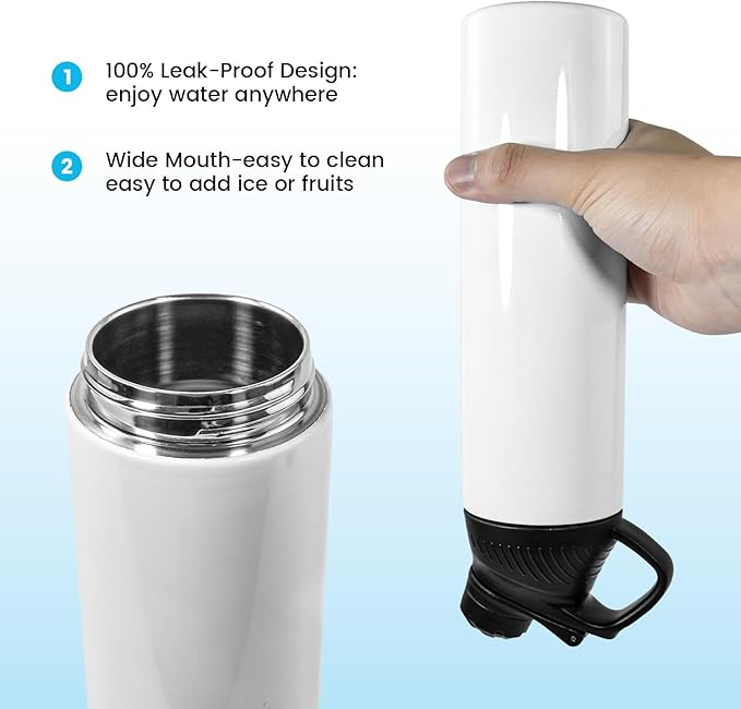 AGH 20 oz Sublimation Sports Water Bottle Blanks with Straw & Handle Lid Straight Tumblers Stainless Steel Metal Vacuum Insulated Flask for Glitter Vinyl, Sport Outdoor Travel 8pcs