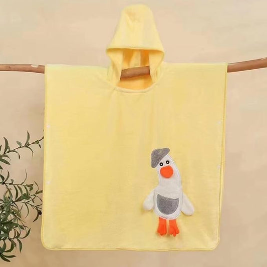 Toddler Beach Towel with Hood Kids Waffle Swim Cover Up Bath Towel Surf Poncho Boys Girls Hooded Beach Towel (C Yellow, One Size)