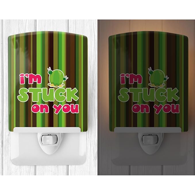 Caroline's Treasures BB6851CNL Cactus I'm Stuck on You Ceramic Night Light Compact, UL-Certified, Ideal for Bedroom, Bathroom, Nursery, Hallway, Kitchen, 6x4x3, Multicolor