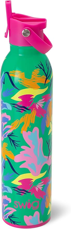 Swig Life 26oz Insulated Water Bottle, Travel Water Bottle with Straw and Lid, Cup Holder Friendly Water Bottles, Stainless Steel Water Bottle, 26 oz Tumbler, Reusable Water Bottle with Lid (Paradise)