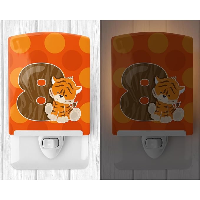 Caroline's Treasures BB9015CNL Zoo Month 8 Tiger Ceramic Night Light Compact, UL-Certified, Ideal for Bedroom, Bathroom, Nursery, Hallway, Kitchen, 6x4x3, Multicolor
