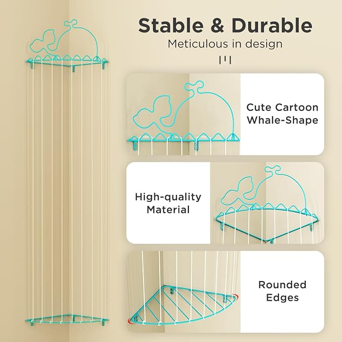 Stuffed Animal Storage,Stuffed Animal Holder with Adjustable Length,Corner Shelf for Kids Room Decor,Soft Toy Storage Organizer for Living Room,Bedroom,Nursery,Playroom,Kids Room