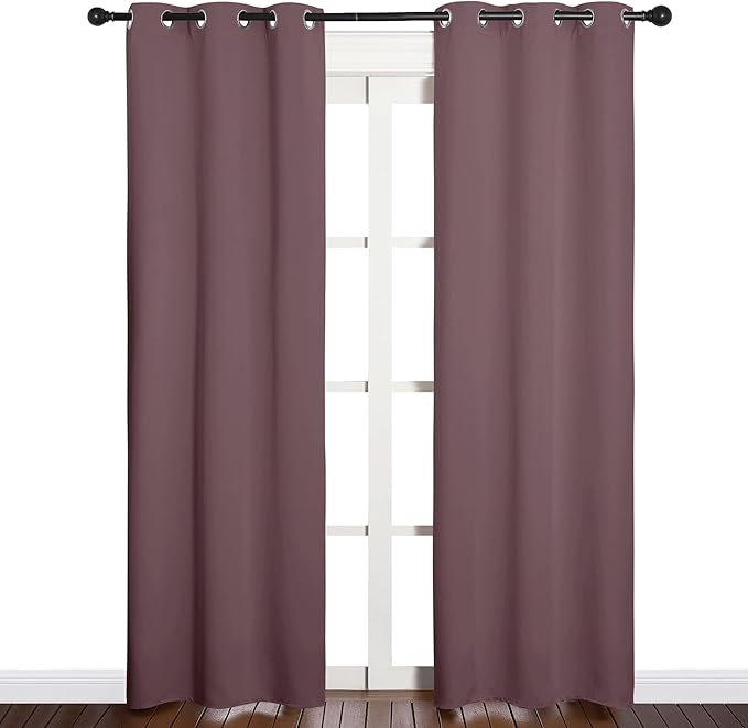 NICETOWN Window Curtain Panels, Dry Rose, 1 Pair, 34 by 84-inch, Thermal Insulated Solid Grommet Blackout Draperies/Drapes for Basement