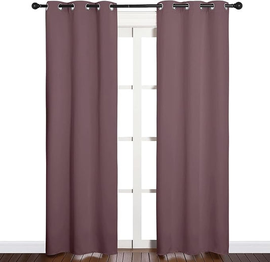 NICETOWN Window Curtain Panels, Dry Rose, 1 Pair, 34 by 84-inch, Thermal Insulated Solid Grommet Blackout Draperies/Drapes for Basement