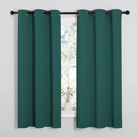 NICETOWN Thermal Insulated Solid Grommet Blackout Curtains/Drapes/Panels for Dining Room (Hunter Green, 1 Pair, 42 by 63-Inch)